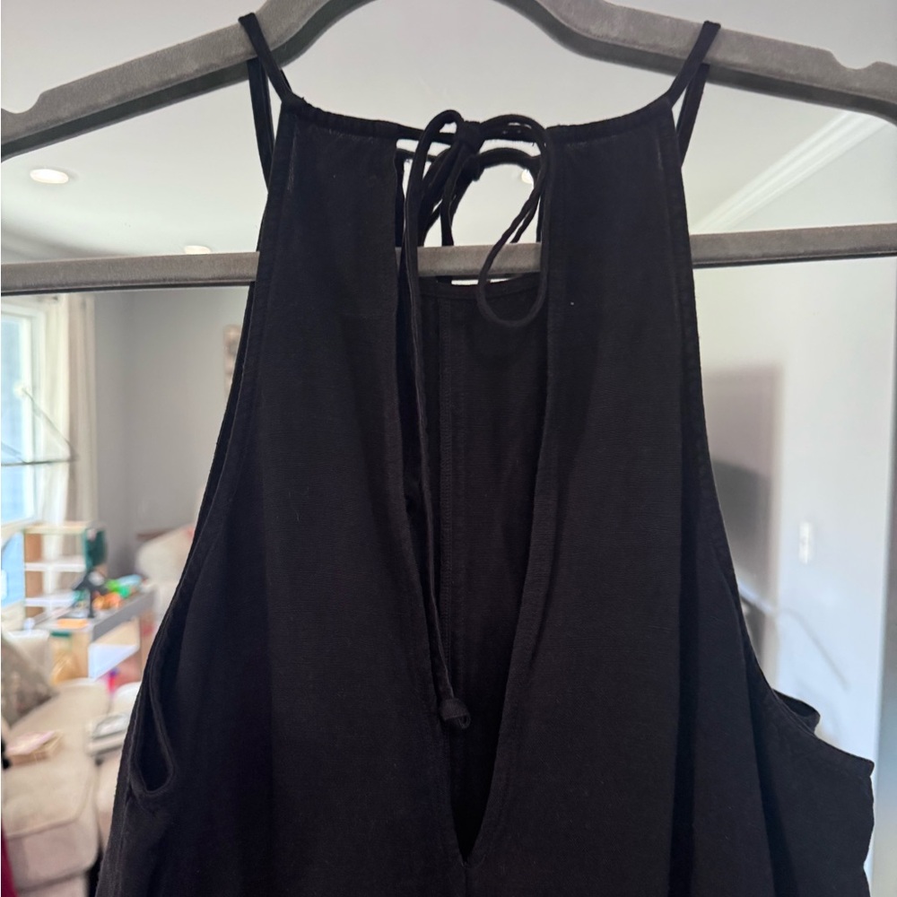 Cloth & Stone Black Halter Jumpsuit with Wide Cropped Legs - Picture 4 of 6
